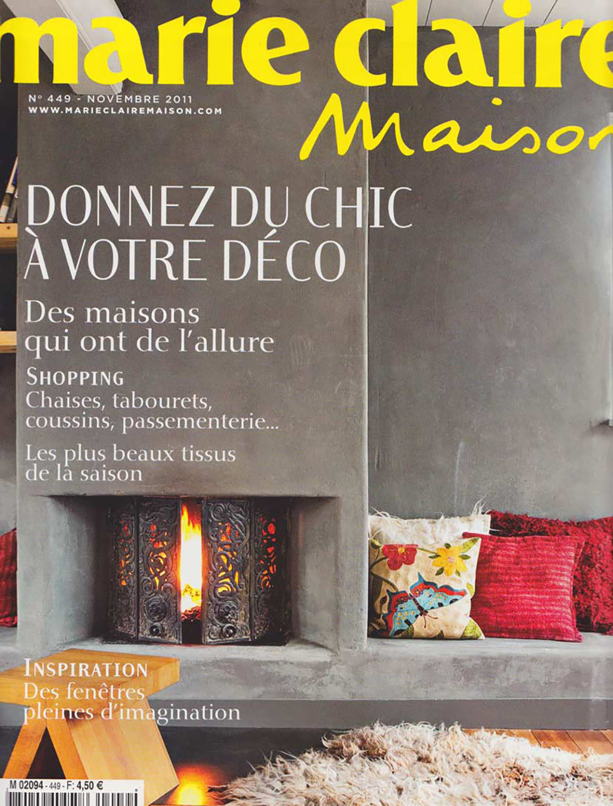 Parution presse MARIE CLAIRE MAISON 2011 Claude Cartier décoration architecte d'intérieur à Lyon.