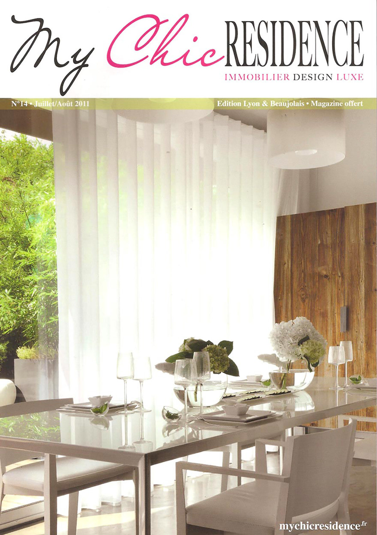 Parution presse MY CHIC RESIDENCES 2011 Claude Cartier décoration architecte d'intérieur à Lyon.