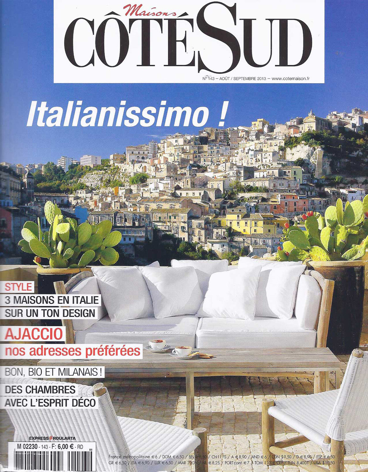 Parution presse COTE SUD 2013 Claude Cartier décoration architecte d'intérieur à Lyon.