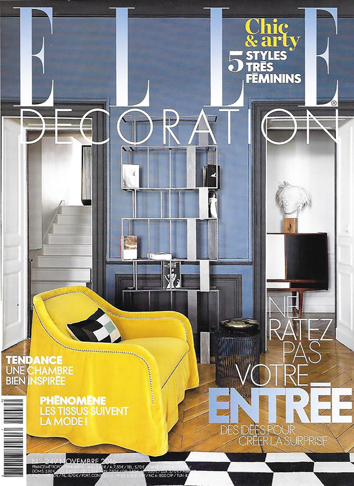 Parution presse ELLE DÉCORATION 2016 Claude Cartier décoration architecte d'intérieur à Lyon.