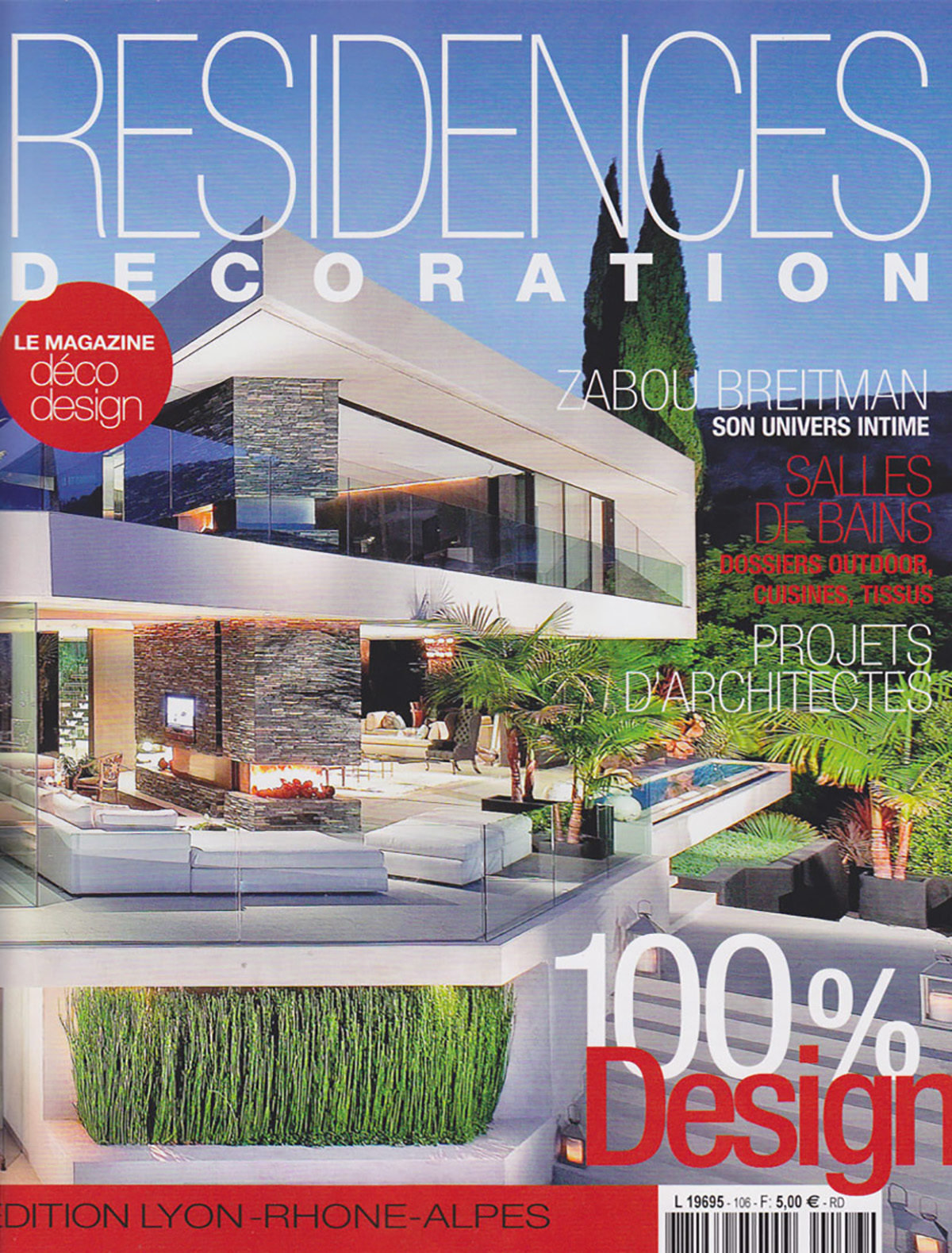 Parution presse RÉSIDENCES DÉCORATION 2012 Claude Cartier décoration architecte d'intérieur à Lyon.