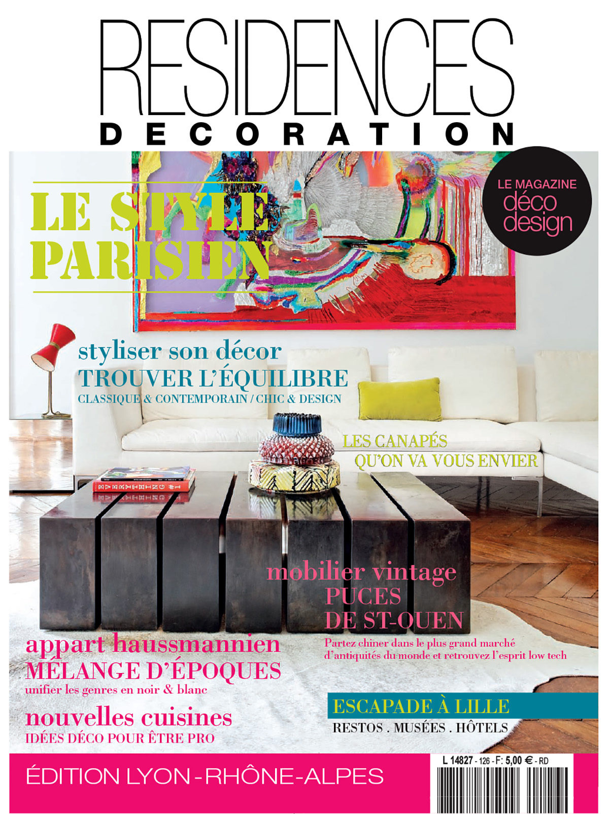 Parution presse RÉSIDENCES DECORATION 2015 Claude Cartier décoration architecte d'intérieur à Lyon.