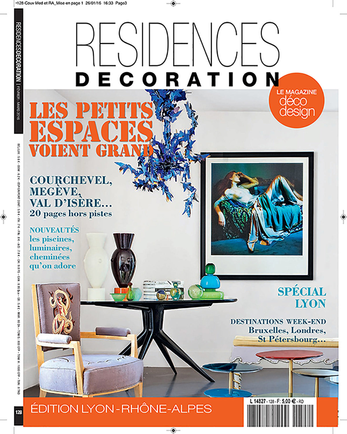 Parution presse RÉSIDENCE DÉCORATION 2016 Claude Cartier décoration architecte d'intérieur à Lyon.