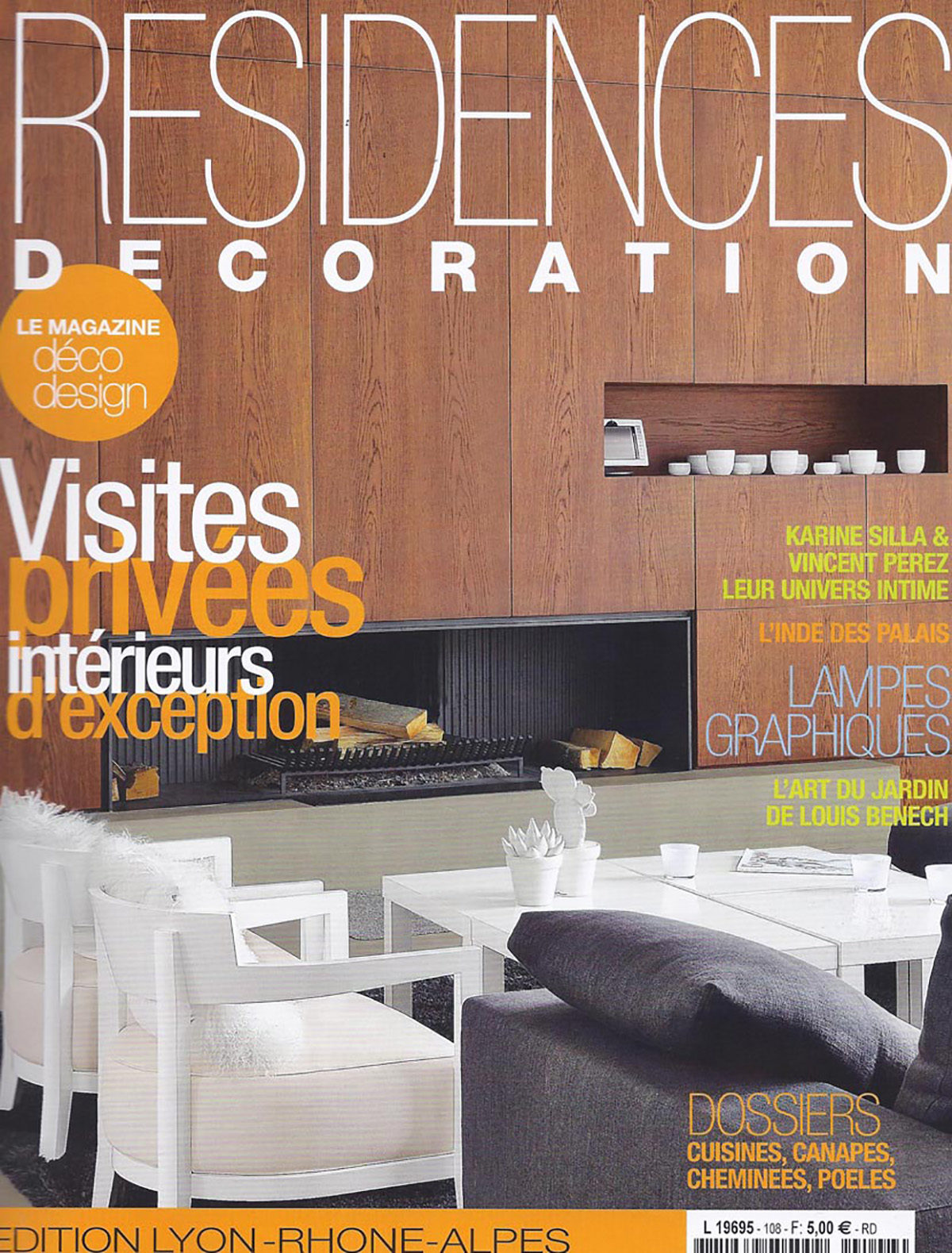 Parution presse RESIDENCES DÉCORATION 2012 Claude Cartier décoration architecte d'intérieur à Lyon.