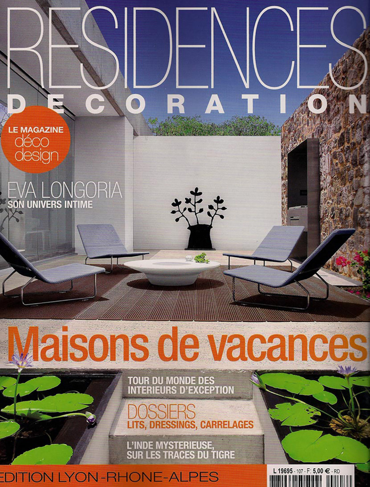 Parution presse RESIDENCES DÉCORATION 2012 Claude Cartier décoration architecte d'intérieur à Lyon.