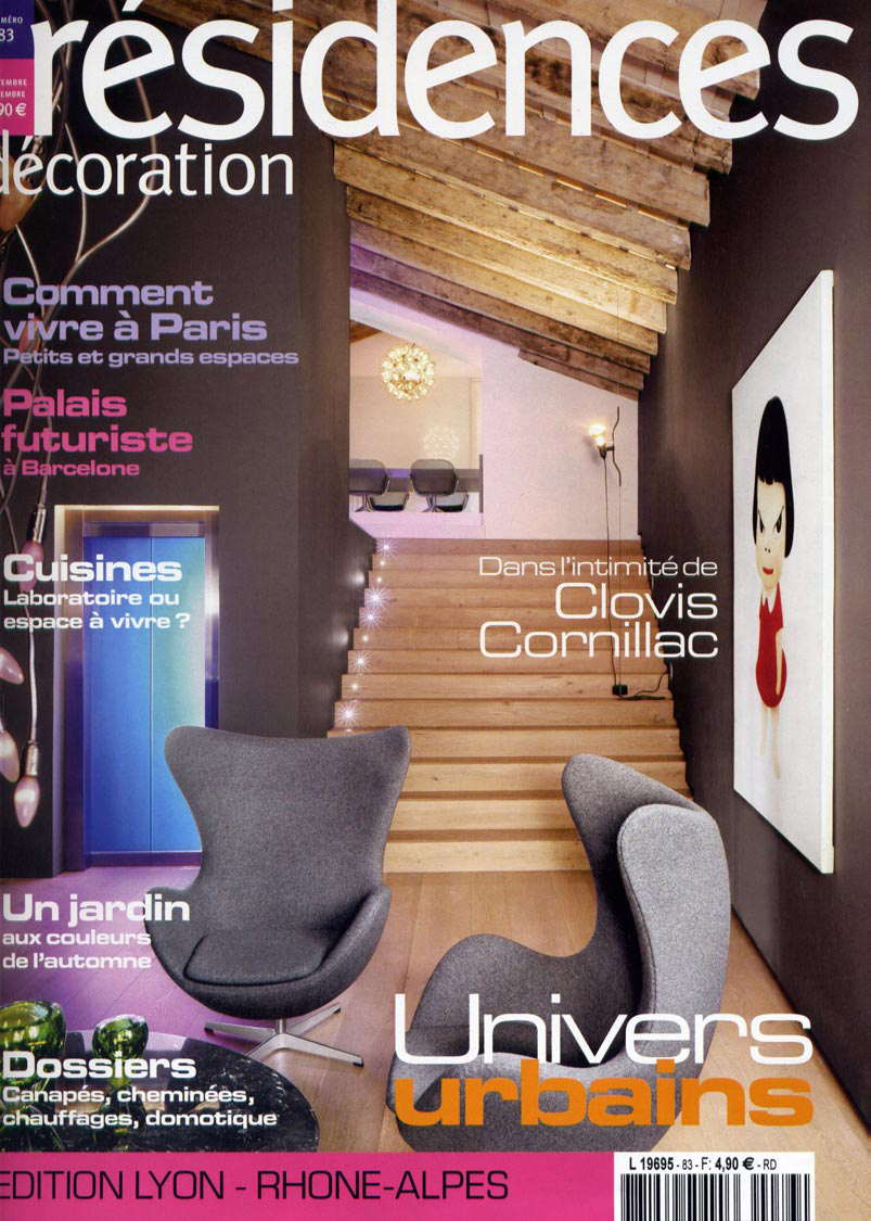 Parution presse RÉSIDENCES DÉCORATION 2008 Claude Cartier décoration architecte d'intérieur à Lyon.